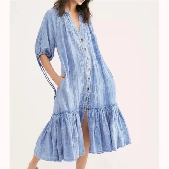 Free People Maya Tiered Midi Dress Size Small - Picture 1 of 11